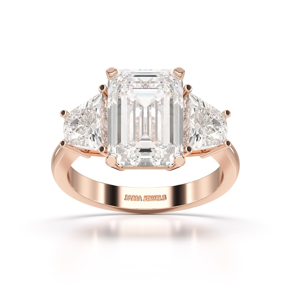 6 CT Lab Diamond Emerald Cut Three Stone Ring