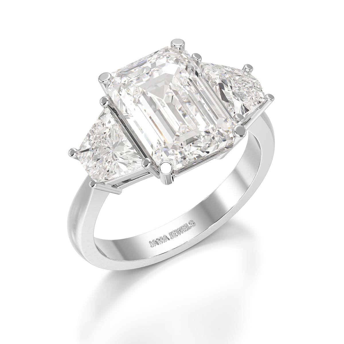 6 CT Lab Diamond Emerald Cut Three Stone Ring