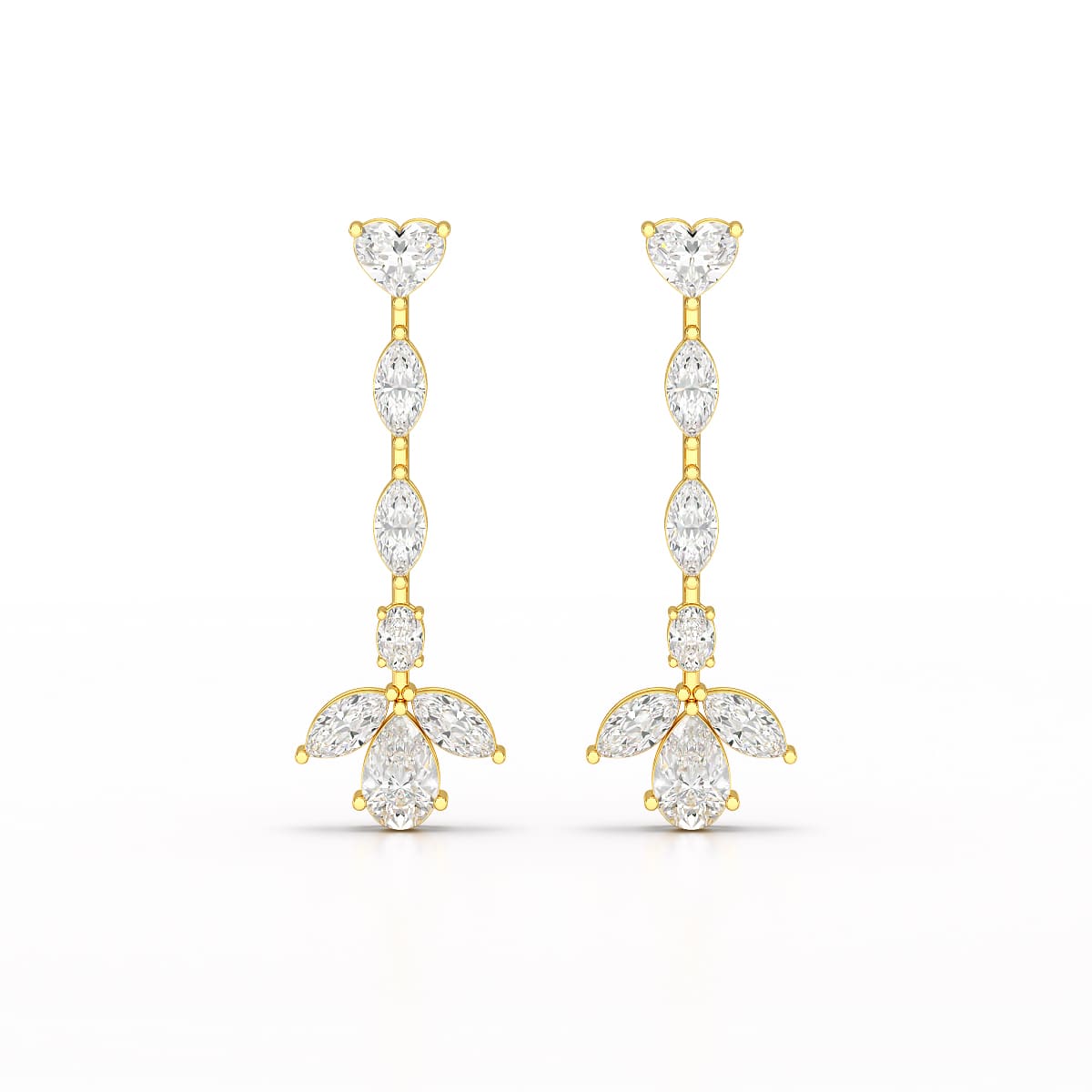 6 CT Multi shape Dangle Lab Diamond Earrings