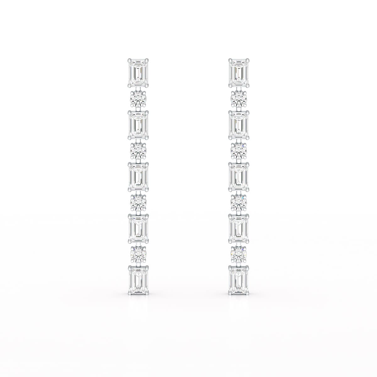 8.27 CT Lab Diamond Emerald Cut Dangle Drop Earring