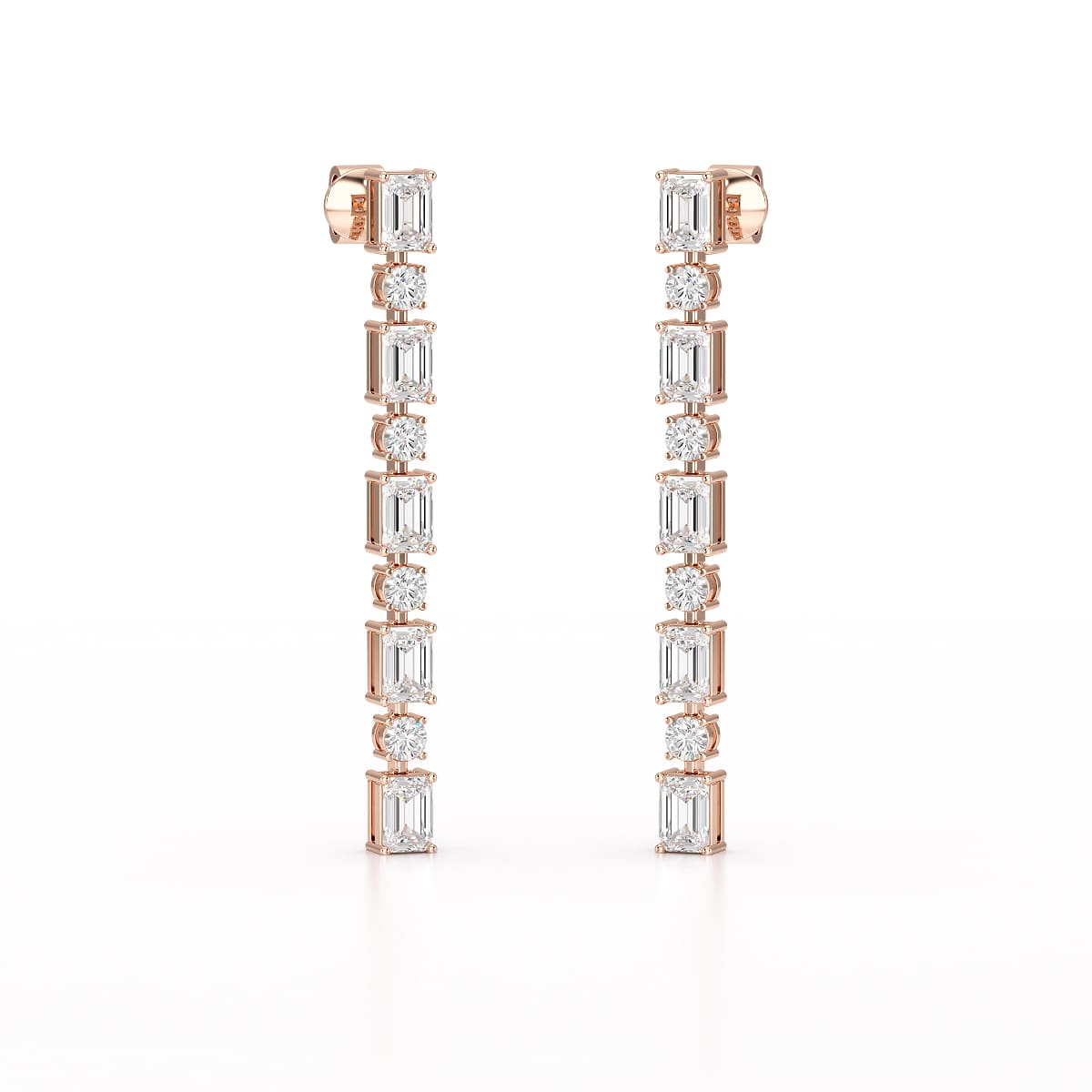 8.27 CT Lab Diamond Emerald Cut Dangle Drop Earring