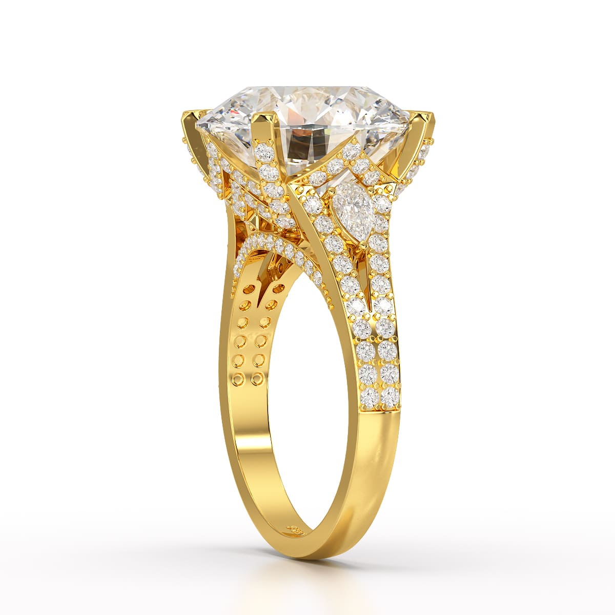 9.29 CT Halo Pave Lab Diamond Engagement Ring