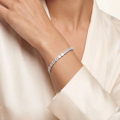 6.85 CT Emerald Cut East-West Bezel Diamond Tennis Bracelet