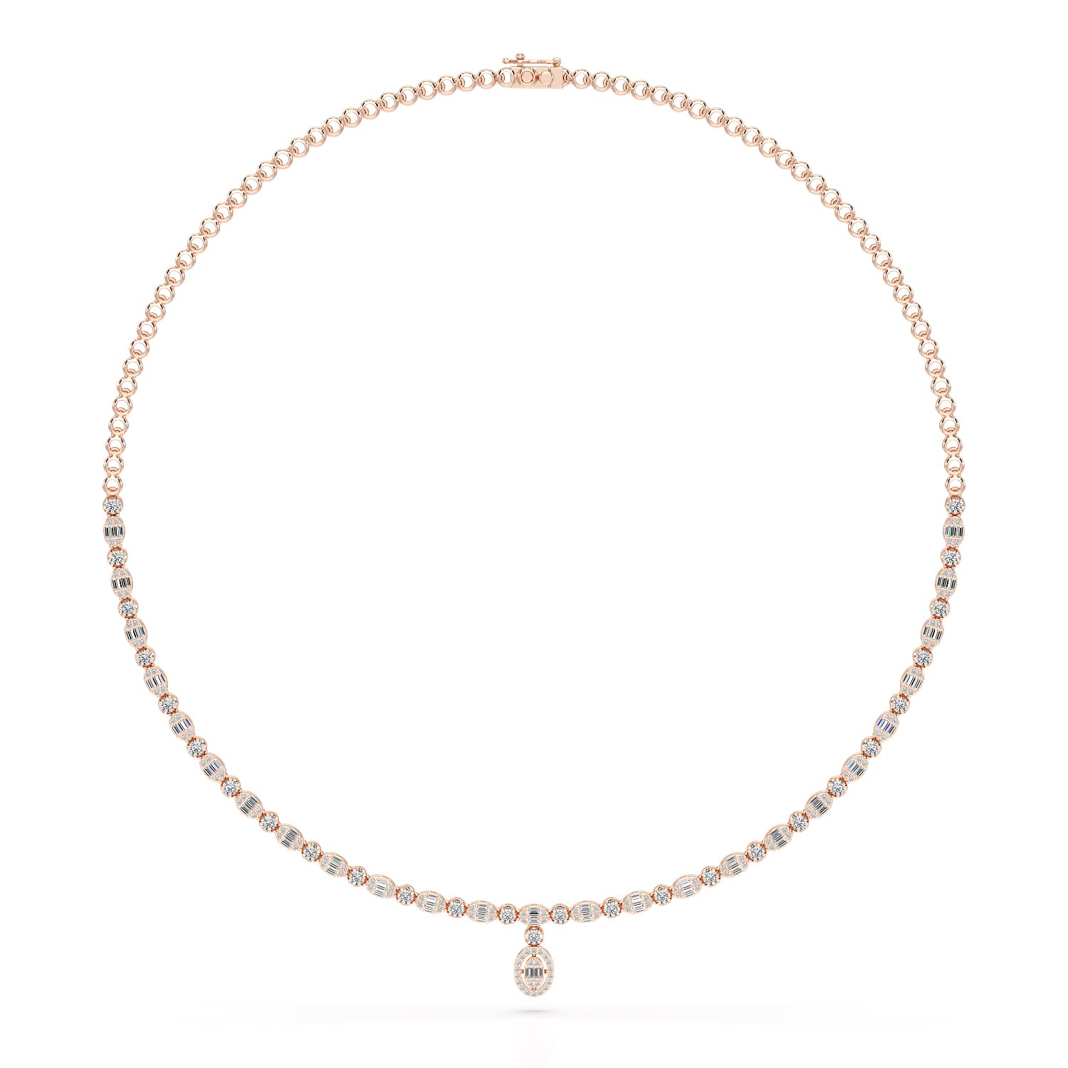 Baguette Cut Lab Created Diamond 3.53 CT Necklace