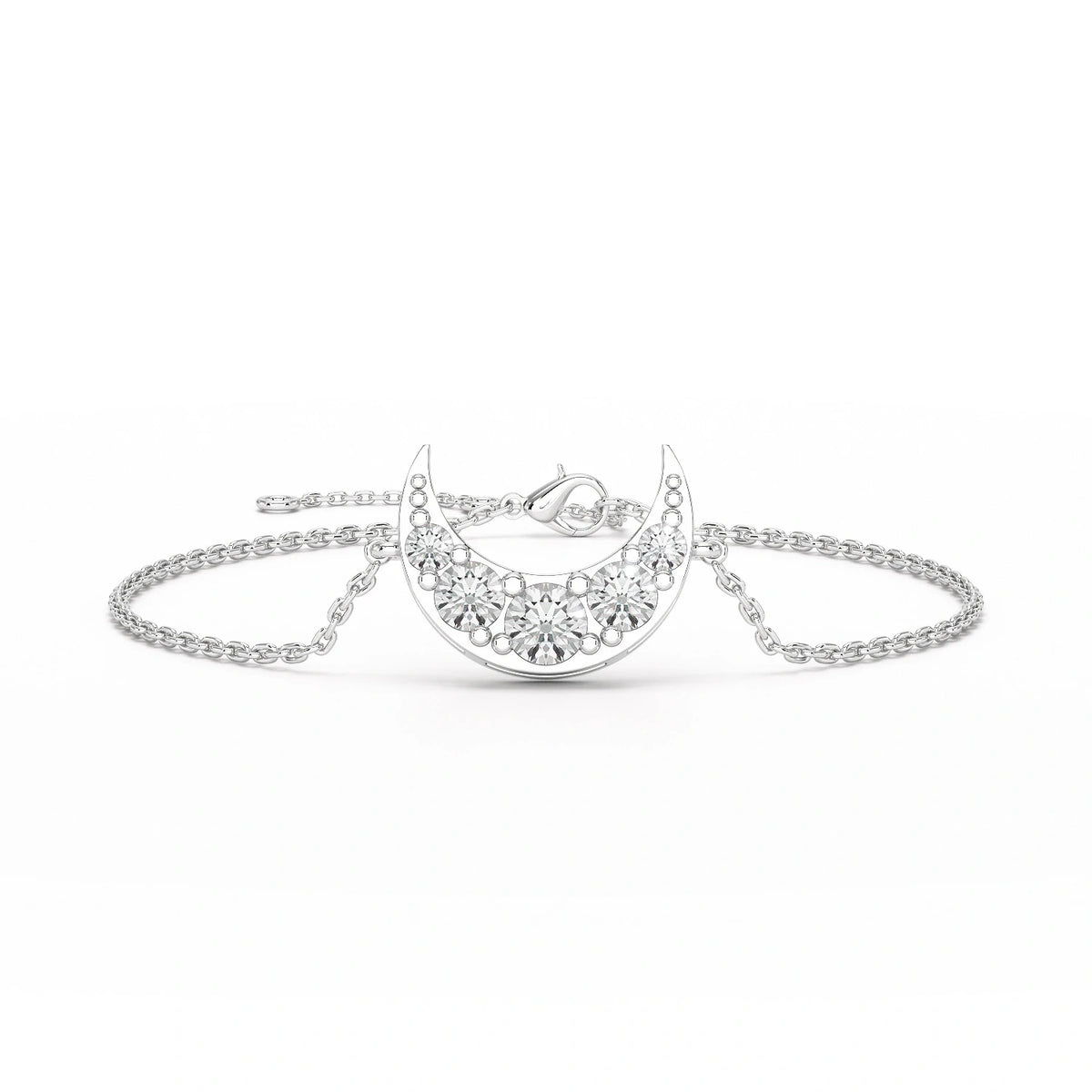 1.3 CT  Lab Diamond Crescent Moon Bracelet