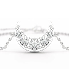 1.3 CT  Lab Diamond Crescent Moon Bracelet