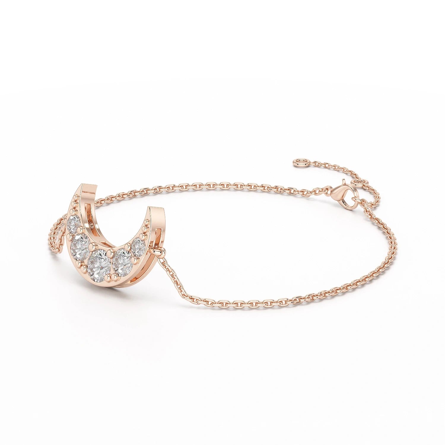1.3 CT  Lab Diamond Crescent Moon Bracelet