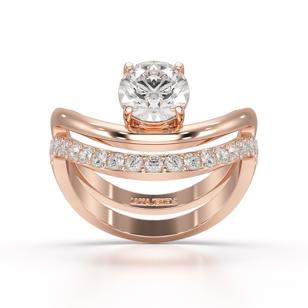 Curved Round Cut 1.3 CT Lab Diamond Ring