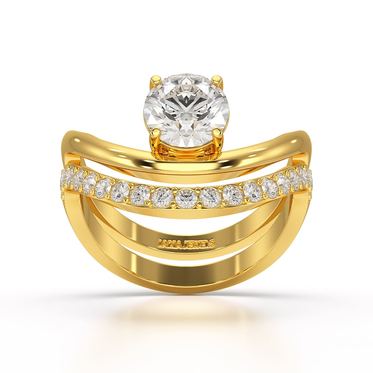 Curved Round Cut 1.3 CT Lab Diamond Ring