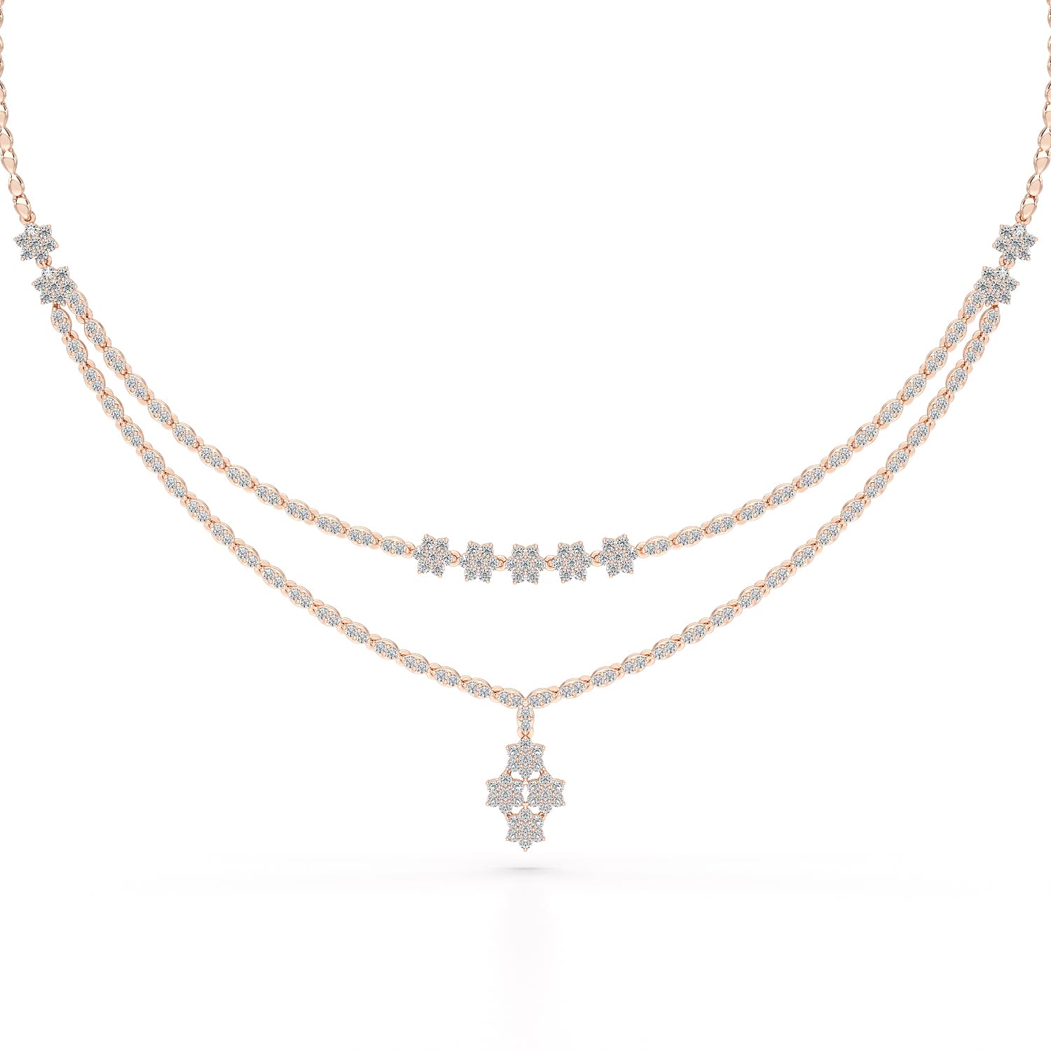 Lab Diamond 2.9 CT Two Layered Necklace