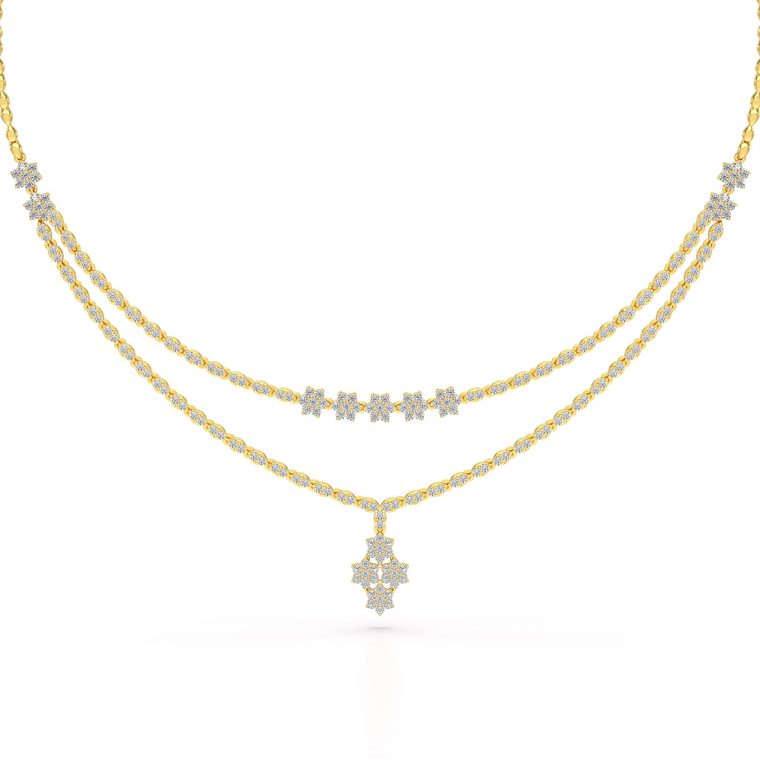 Lab Diamond 2.9 CT Two Layered Necklace