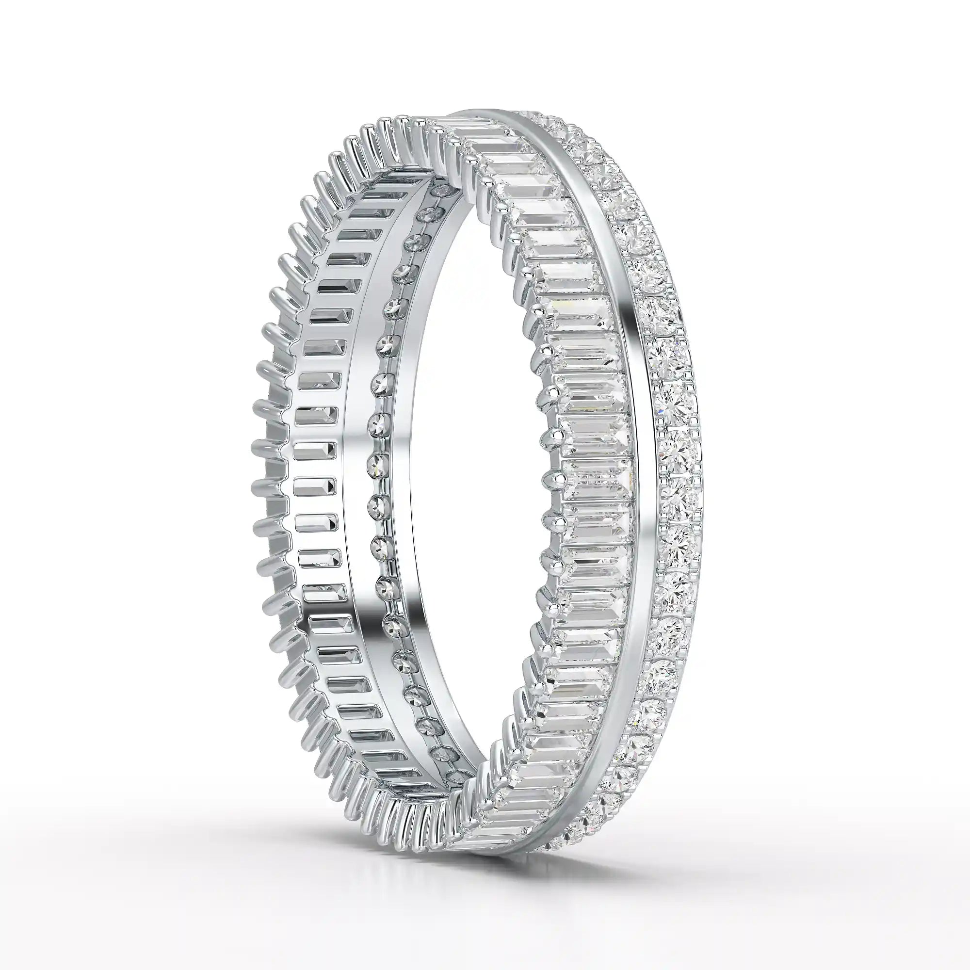 1.10 CT Baguette and Round Cut Diamond Eternity Ring