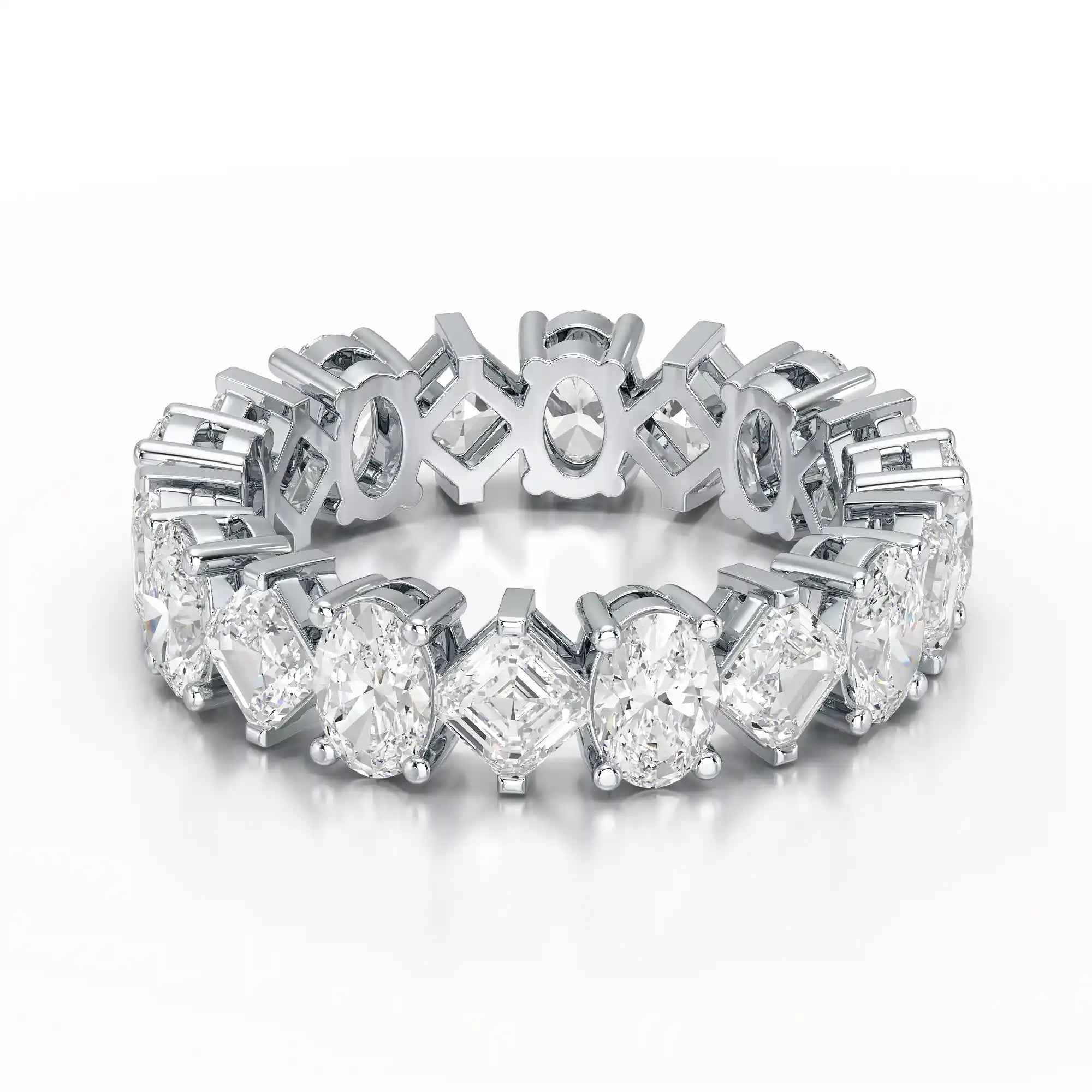 4.50 CT Asscher & Oval Cut Diamond Eternity Ring