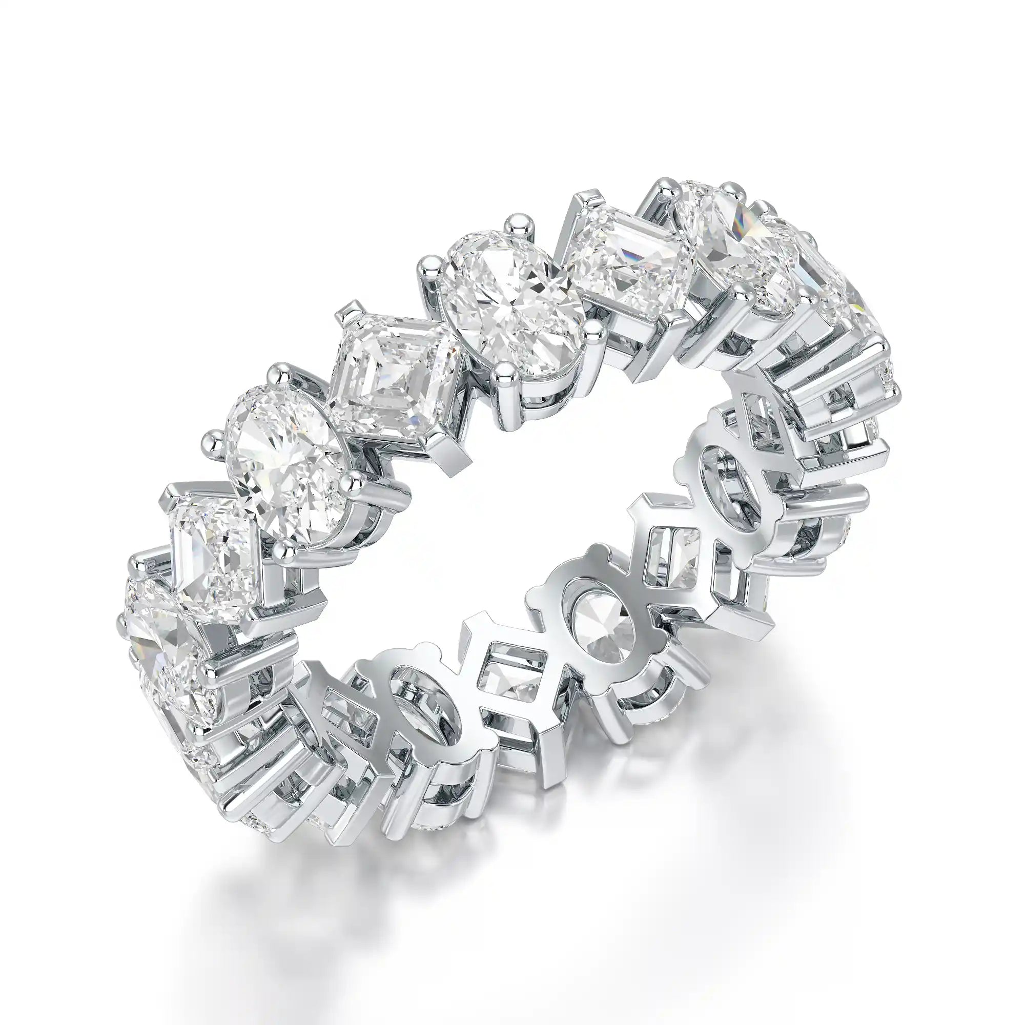 4.50 CT Asscher & Oval Cut Diamond Eternity Ring