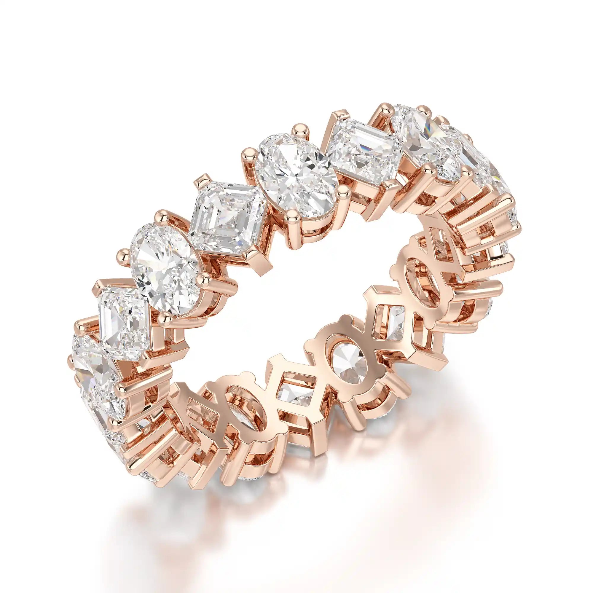 4.50 CT Asscher & Oval Cut Diamond Eternity Ring