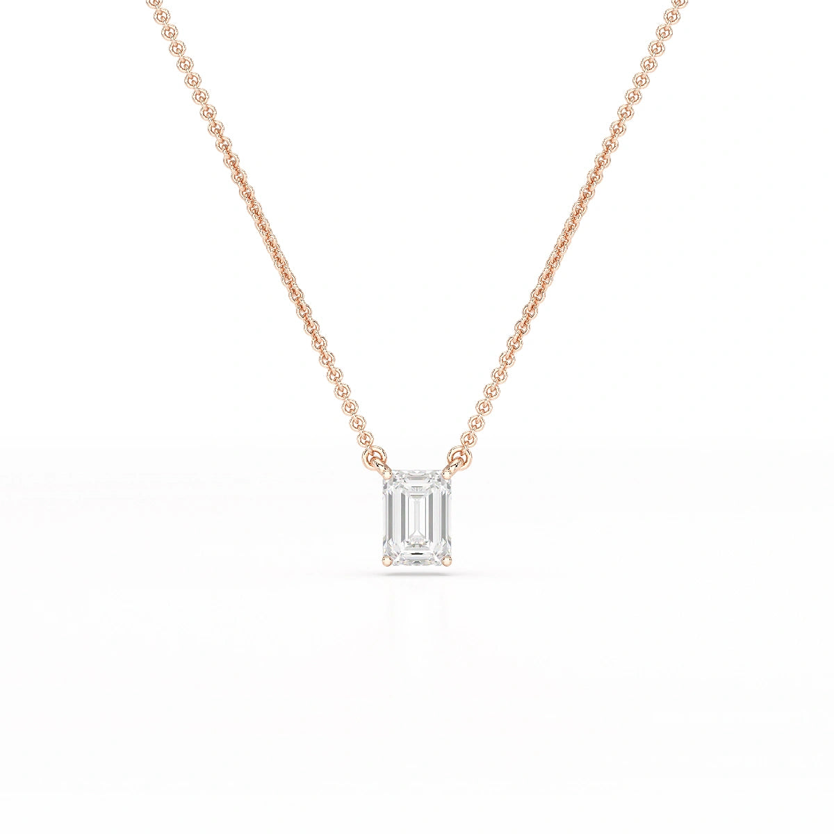 1 CT Emerald Cut Lab Grown Diamond Solitaire Pendant