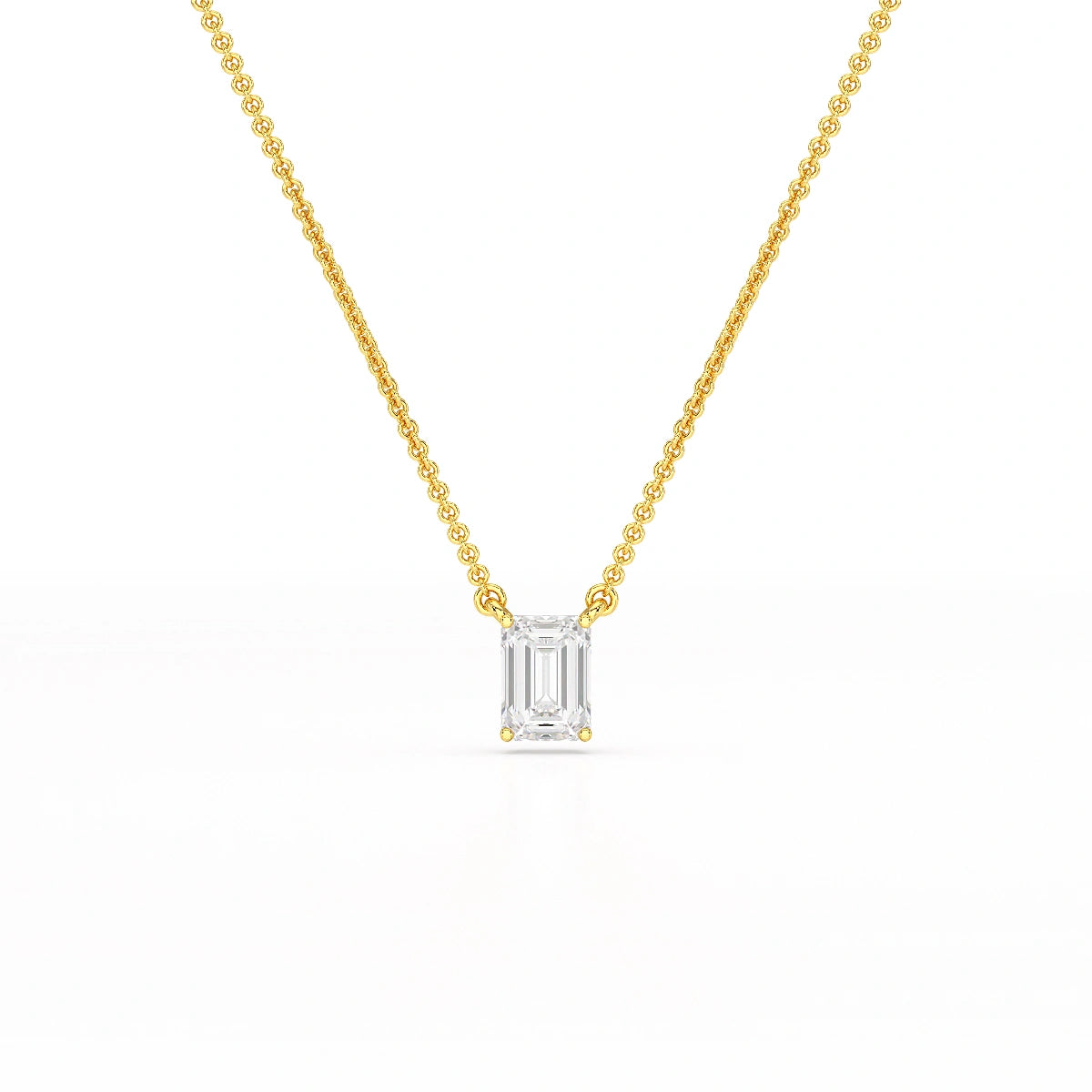 1 CT Emerald Cut Lab Grown Diamond Solitaire Pendant