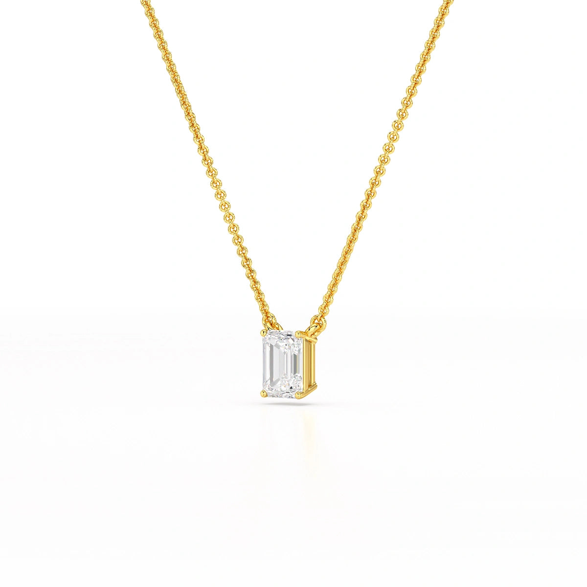 1 CT Emerald Cut Lab Grown Diamond Solitaire Pendant