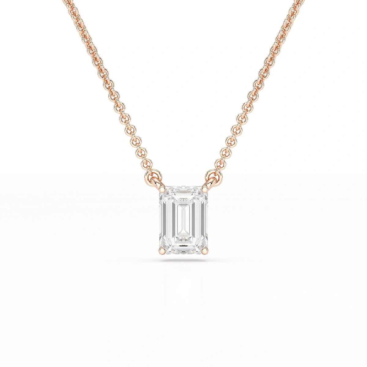 1 CT Emerald Cut Lab Grown Diamond Solitaire Pendant