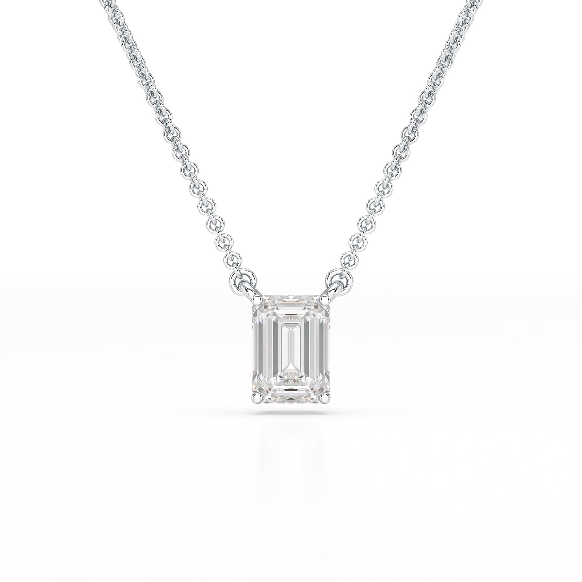 1 CT Emerald Cut Lab Grown Diamond Solitaire Pendant