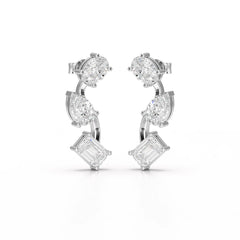 3.45 CT Lab Diamond Multi-Shape Three Stone Earrings