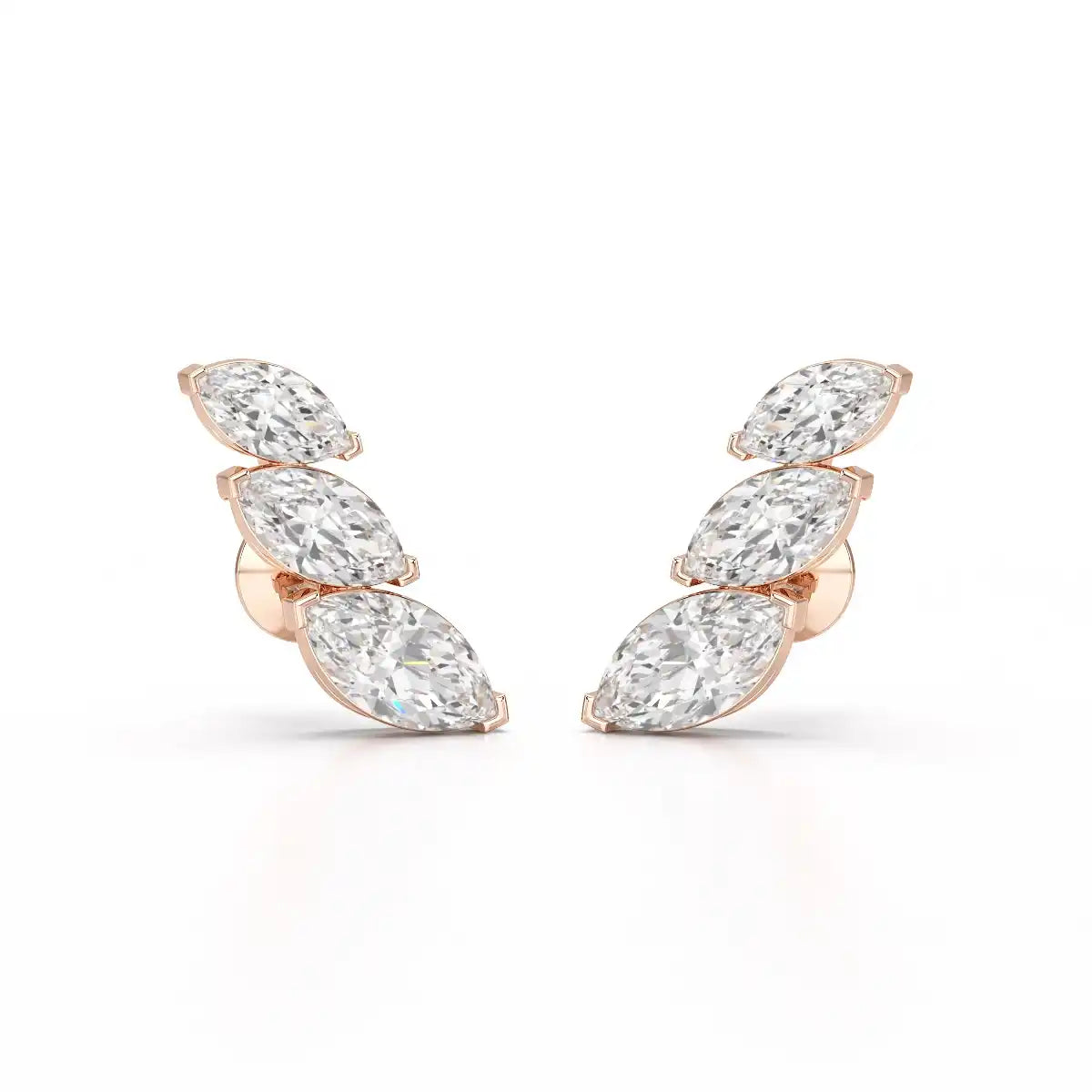 2.9 CT Trilogy Marquise Cut Lab Diamond Climber Earring