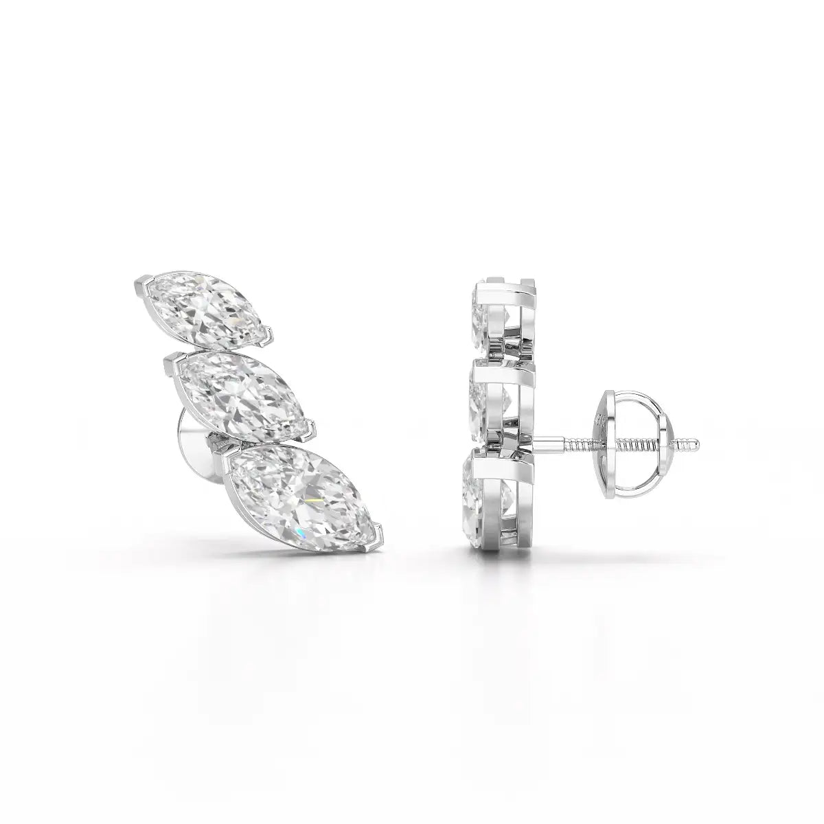 2.9 CT Trilogy Marquise Cut Lab Diamond Climber Earring