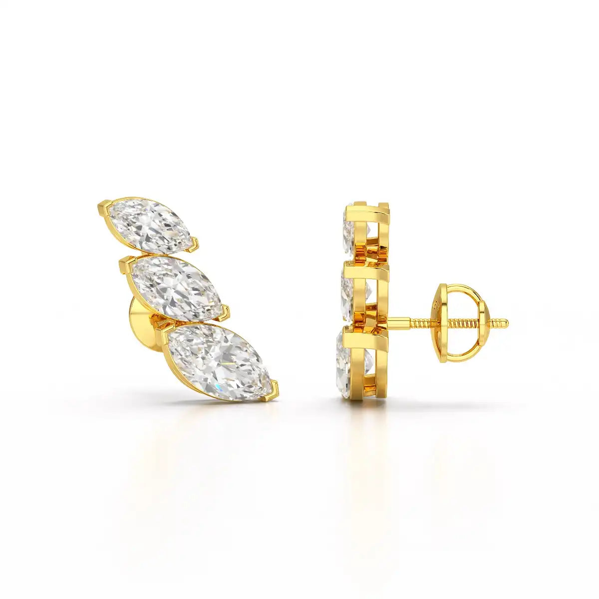 2.9 CT Trilogy Marquise Cut Lab Diamond Climber Earring
