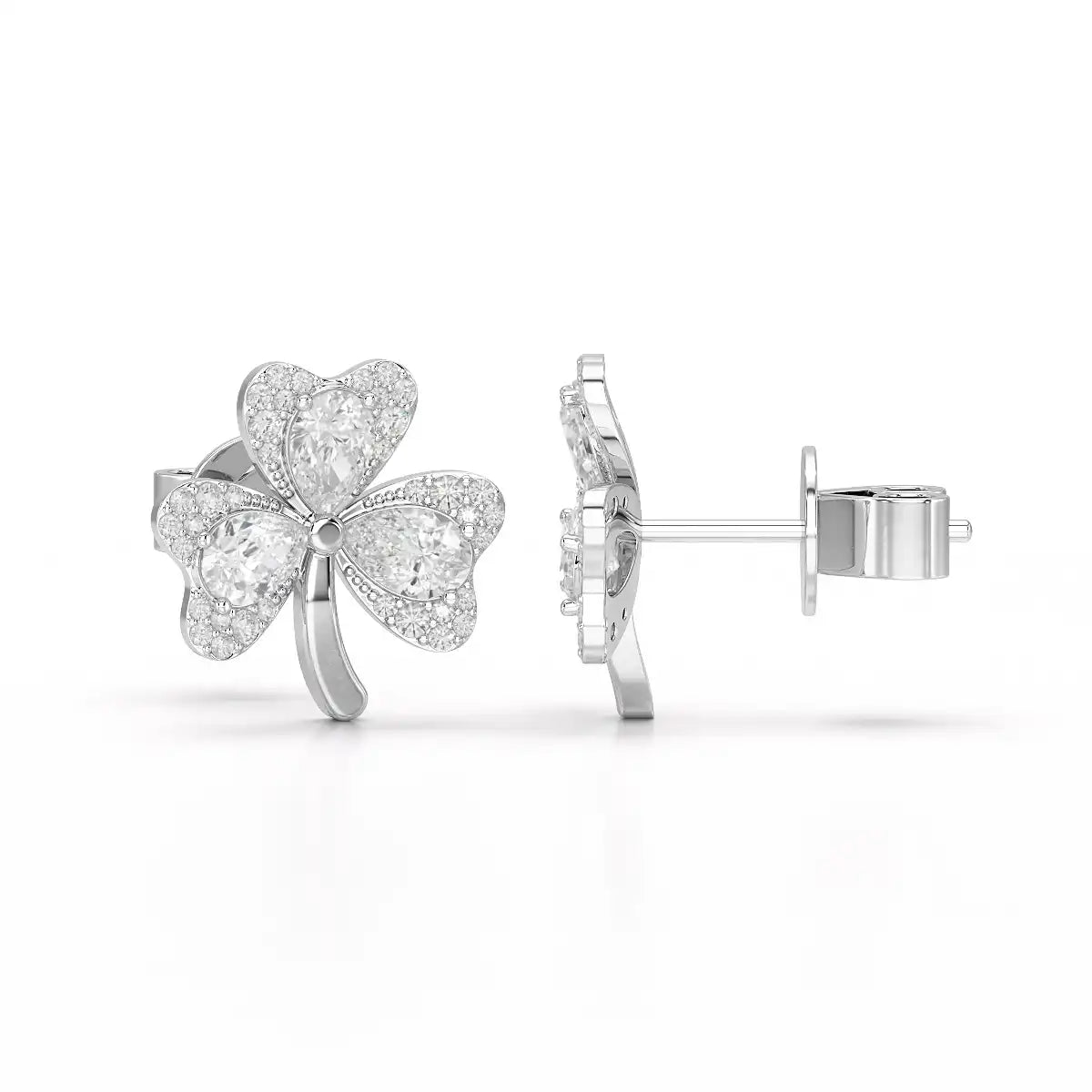 1.30 CT Petal Earring with Pear and Rounds Cut Lab Diamonds