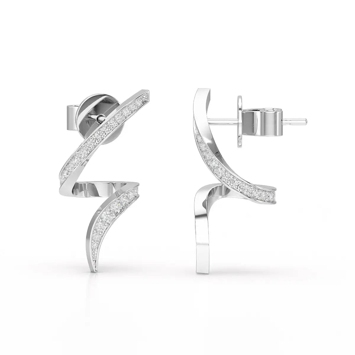 0.40 CT Spiral Earring with Round Cut Lab Diamonds
