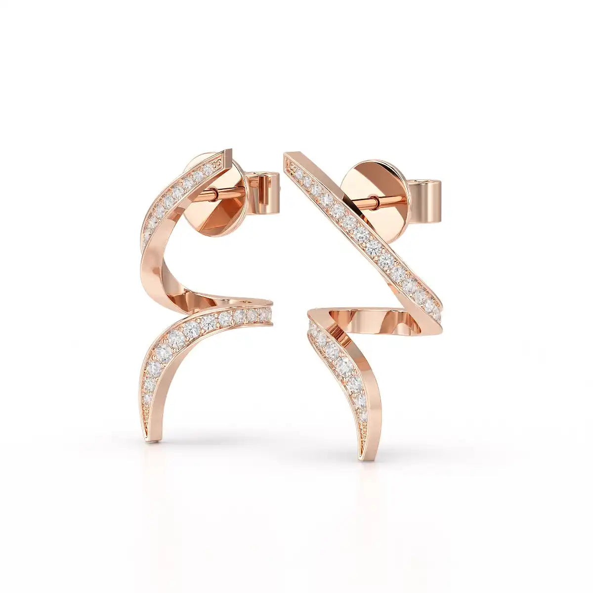 0.40 CT Spiral Earring with Round Cut Lab Diamonds