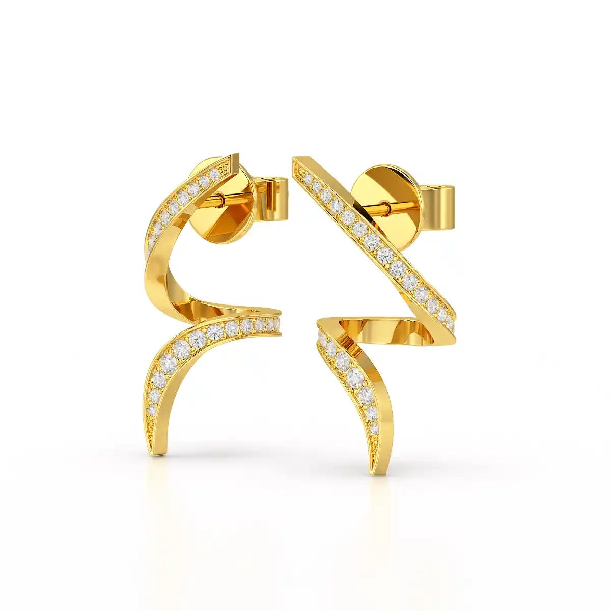 0.40 CT Spiral Earring with Round Cut Lab Diamonds