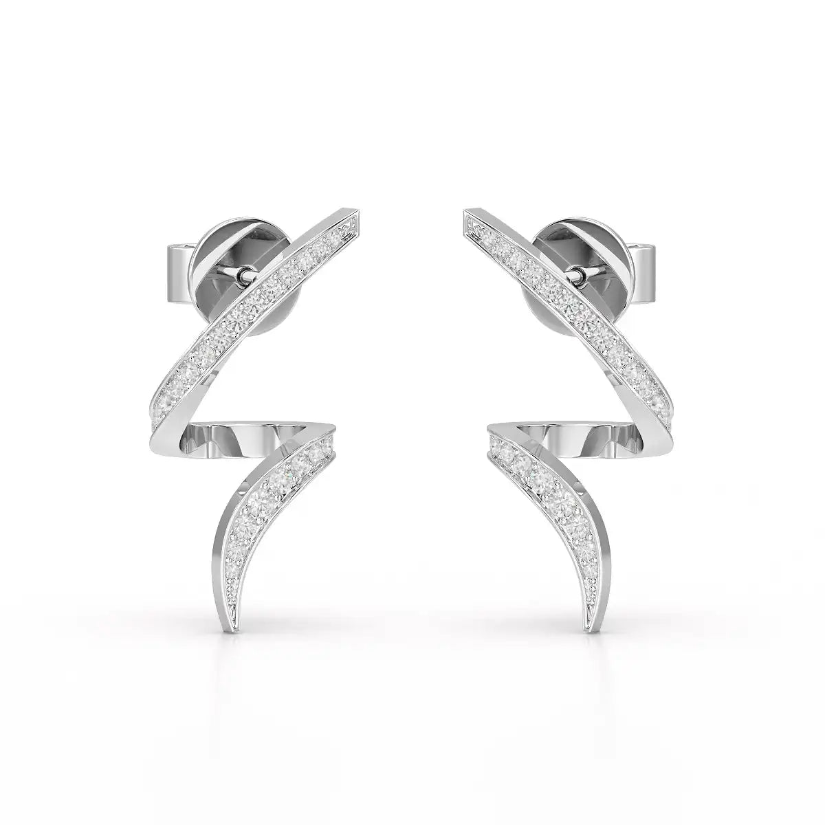 0.40 CT Spiral Earring with Round Cut Lab Diamonds