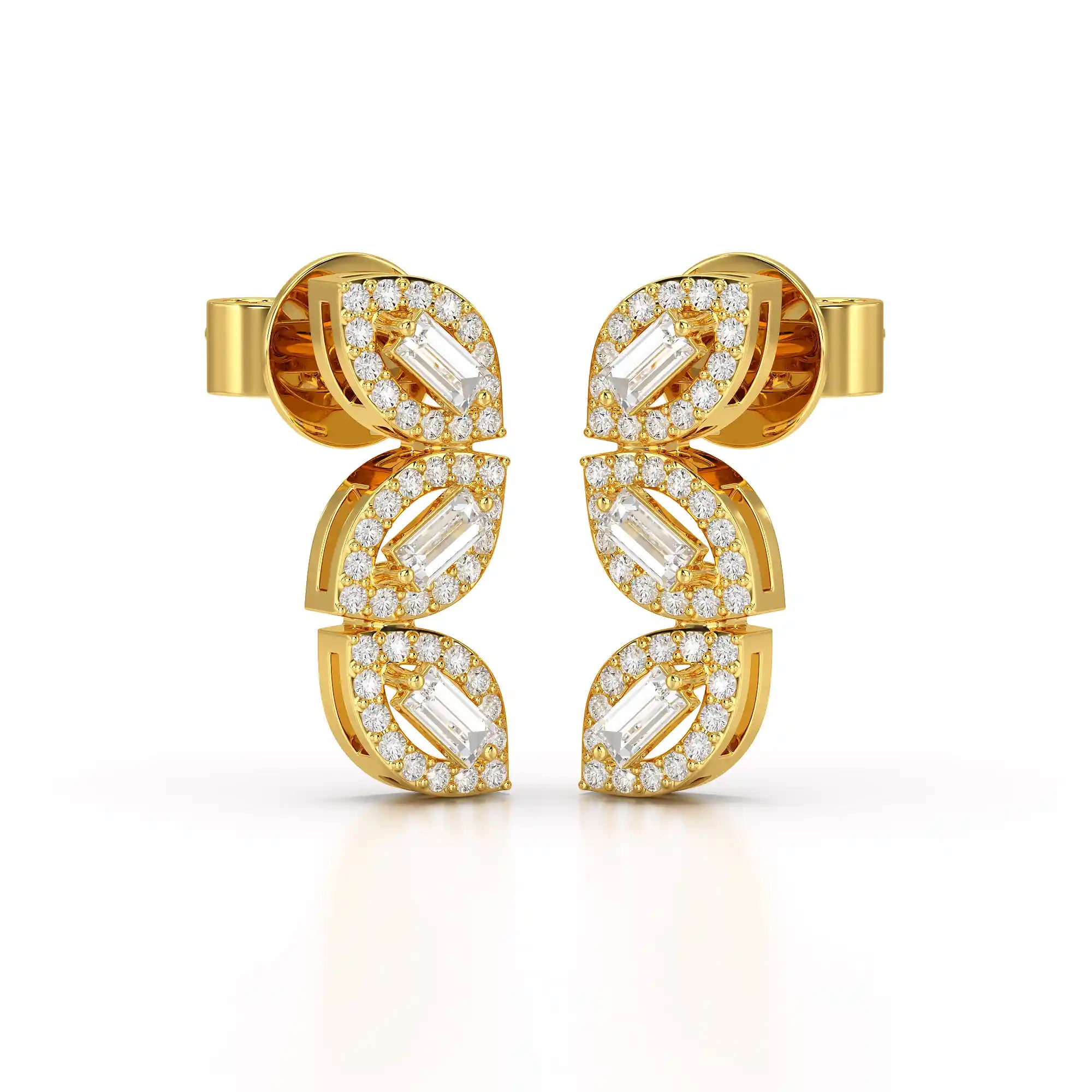 0.55 CT Baguette & Round Cut Lab Diamond Drop Earring