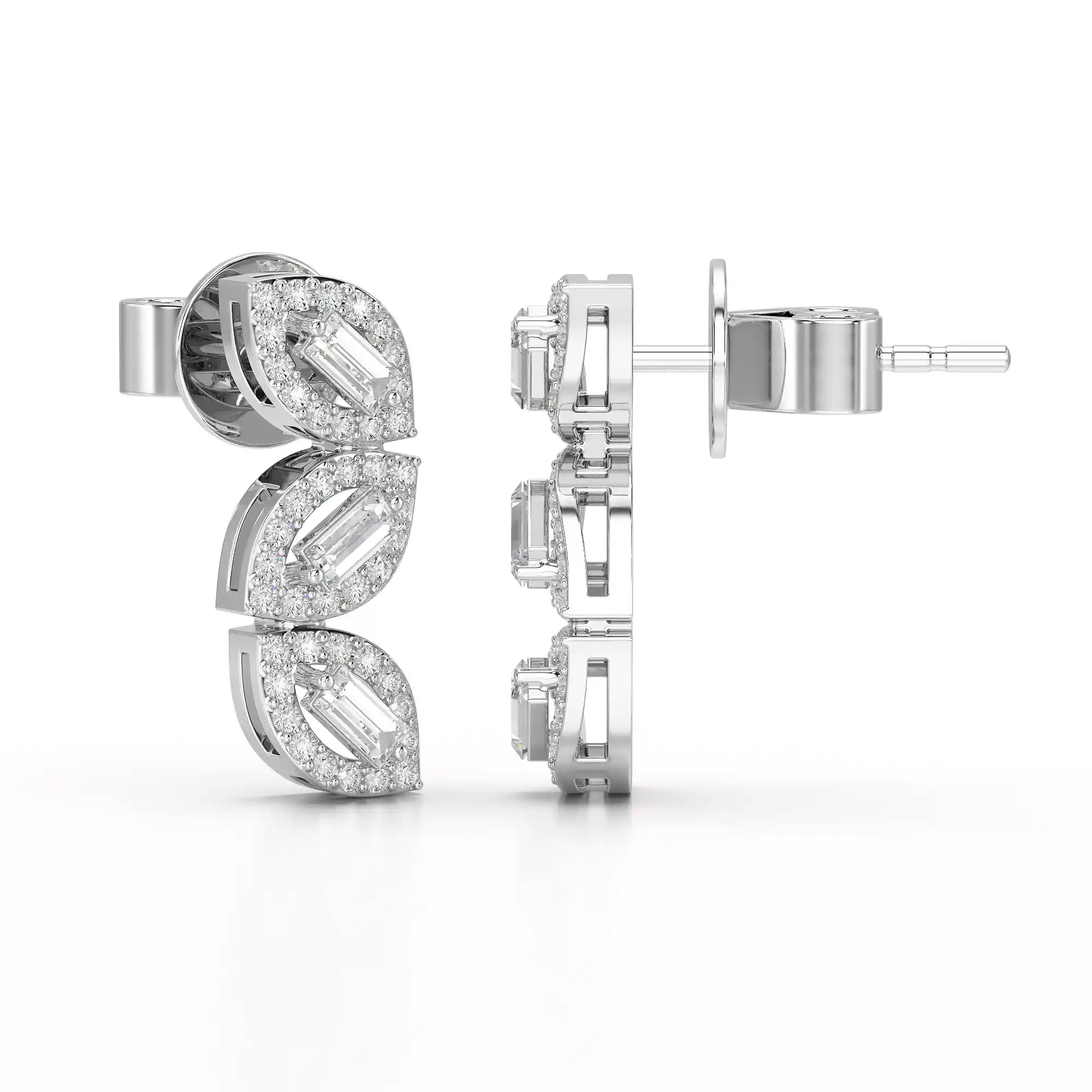 0.55 CT Baguette & Round Cut Lab Diamond Drop Earring