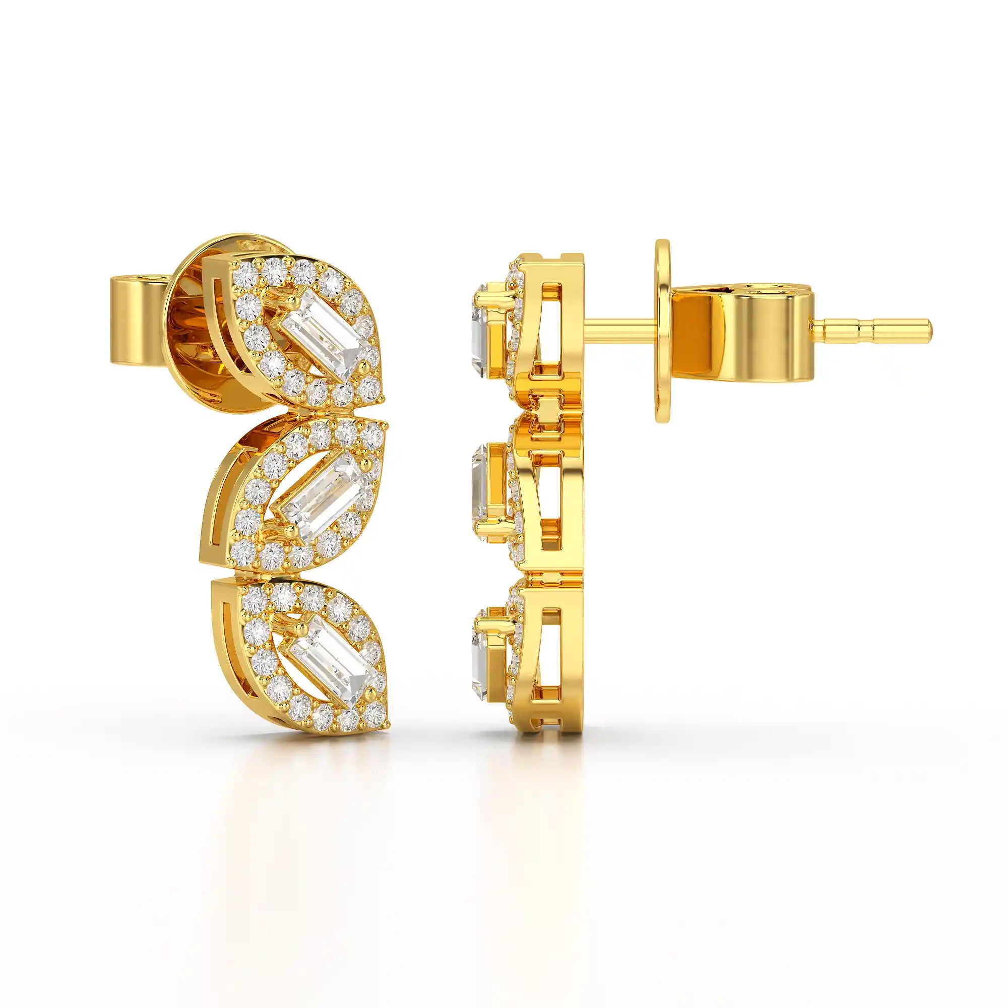 0.55 CT Baguette & Round Cut Lab Diamond Drop Earring