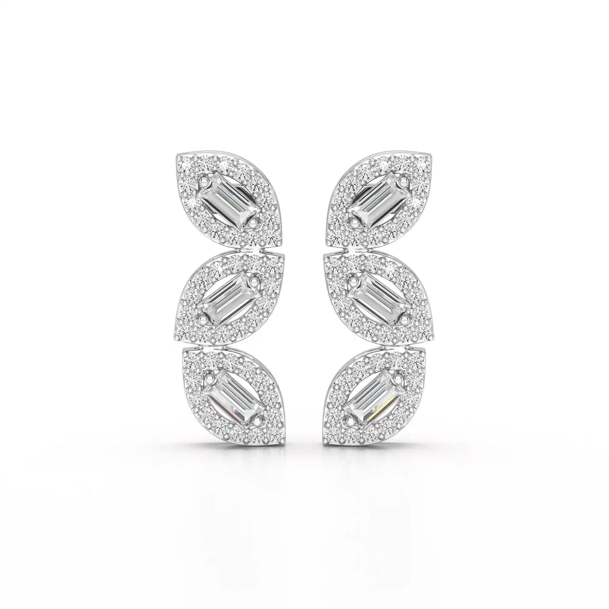 0.55 CT Baguette & Round Cut Lab Diamond Drop Earring