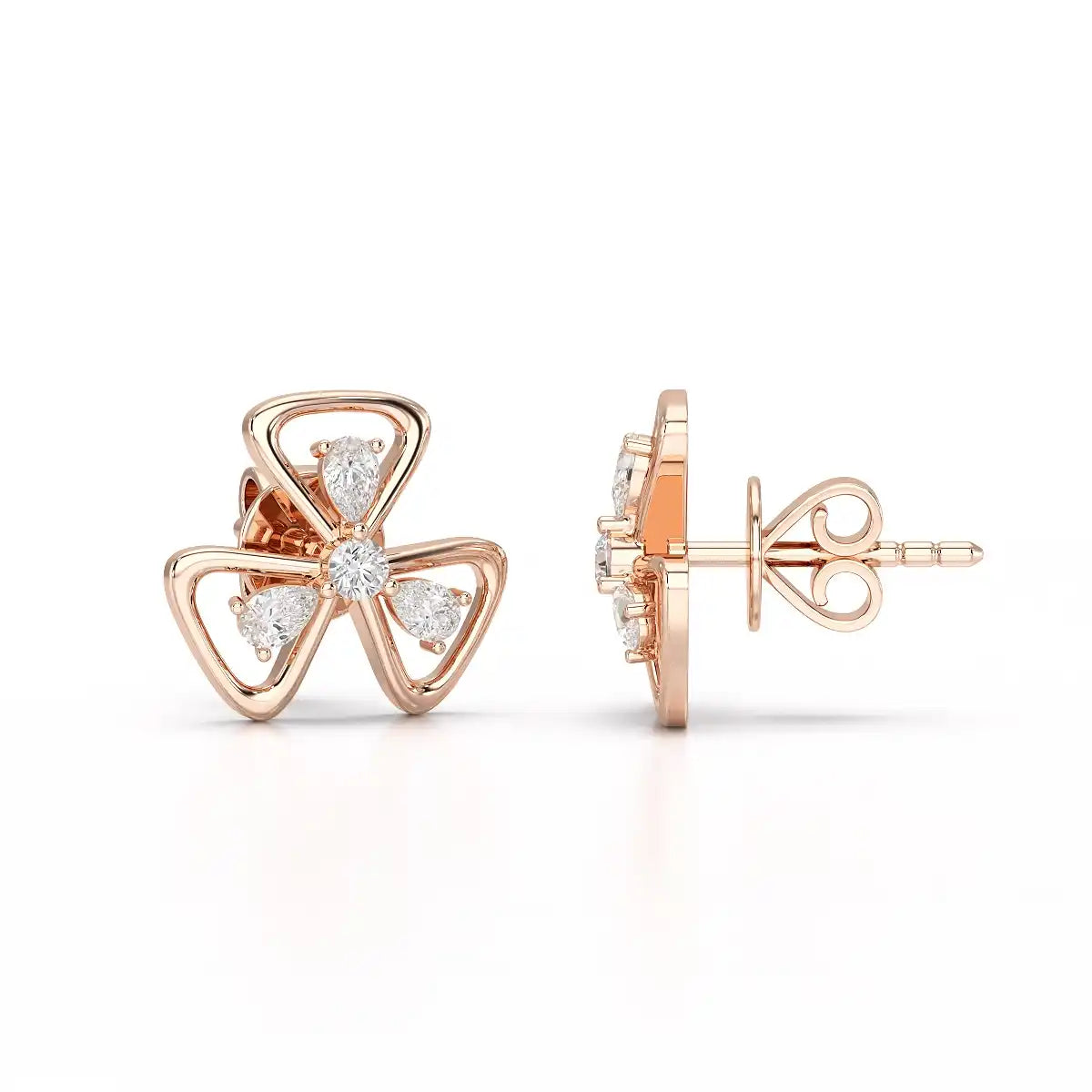 0.40 CT Lab Diamond Round Cut Petal Earring