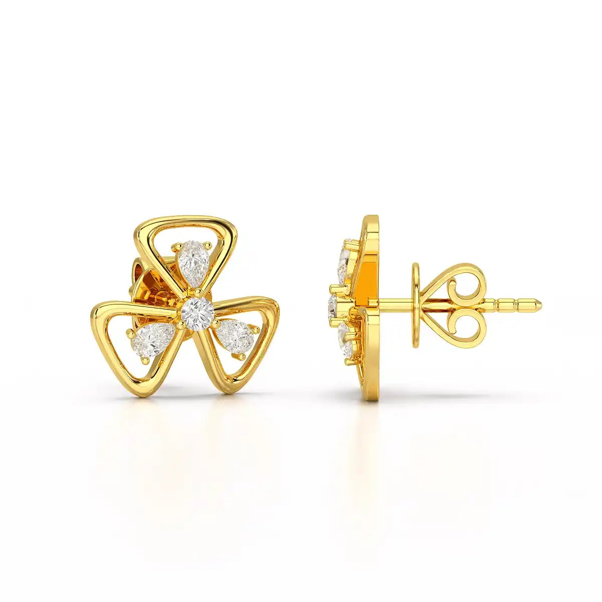 0.40 CT Lab Diamond Round Cut Petal Earring