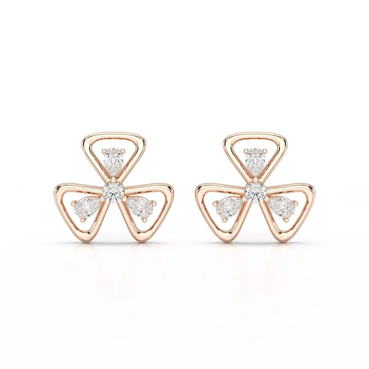 0.40 CT Lab Diamond Round Cut Petal Earring