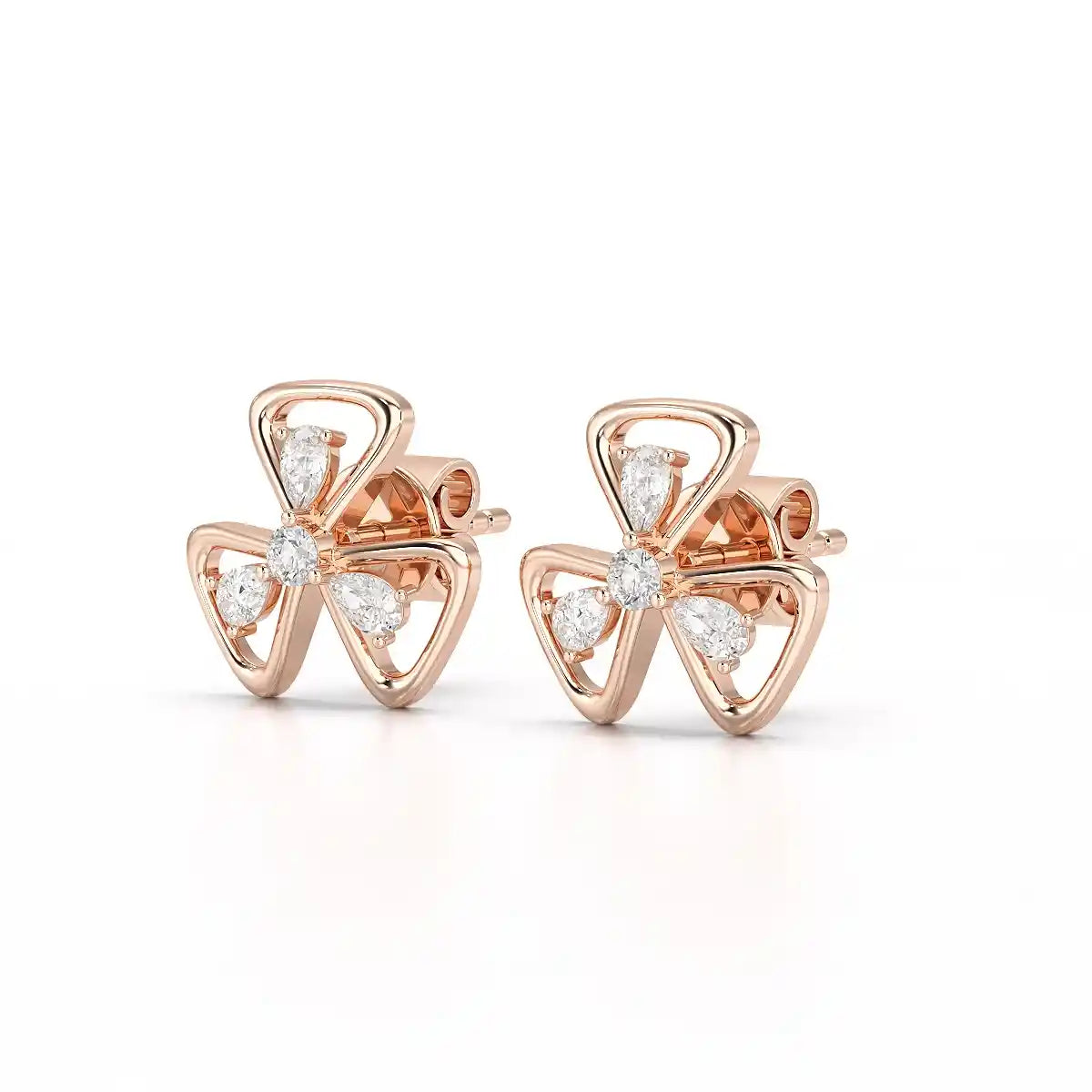 0.40 CT Lab Diamond Round Cut Petal Earring