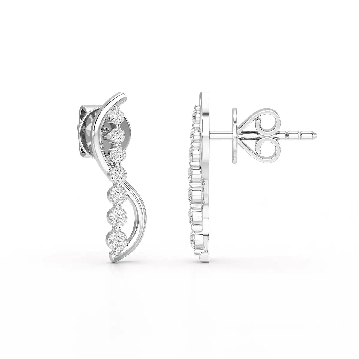 0.35 CT Swirl Lab Diamond Round Journey Earring