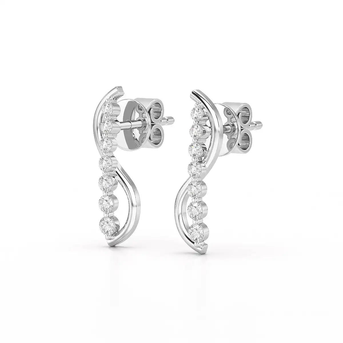 0.35 CT Swirl Lab Diamond Round Journey Earring
