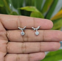 0.60 CT Lab Diamond Ribbon Earring with Round Diamonds (Ready for Delivery)