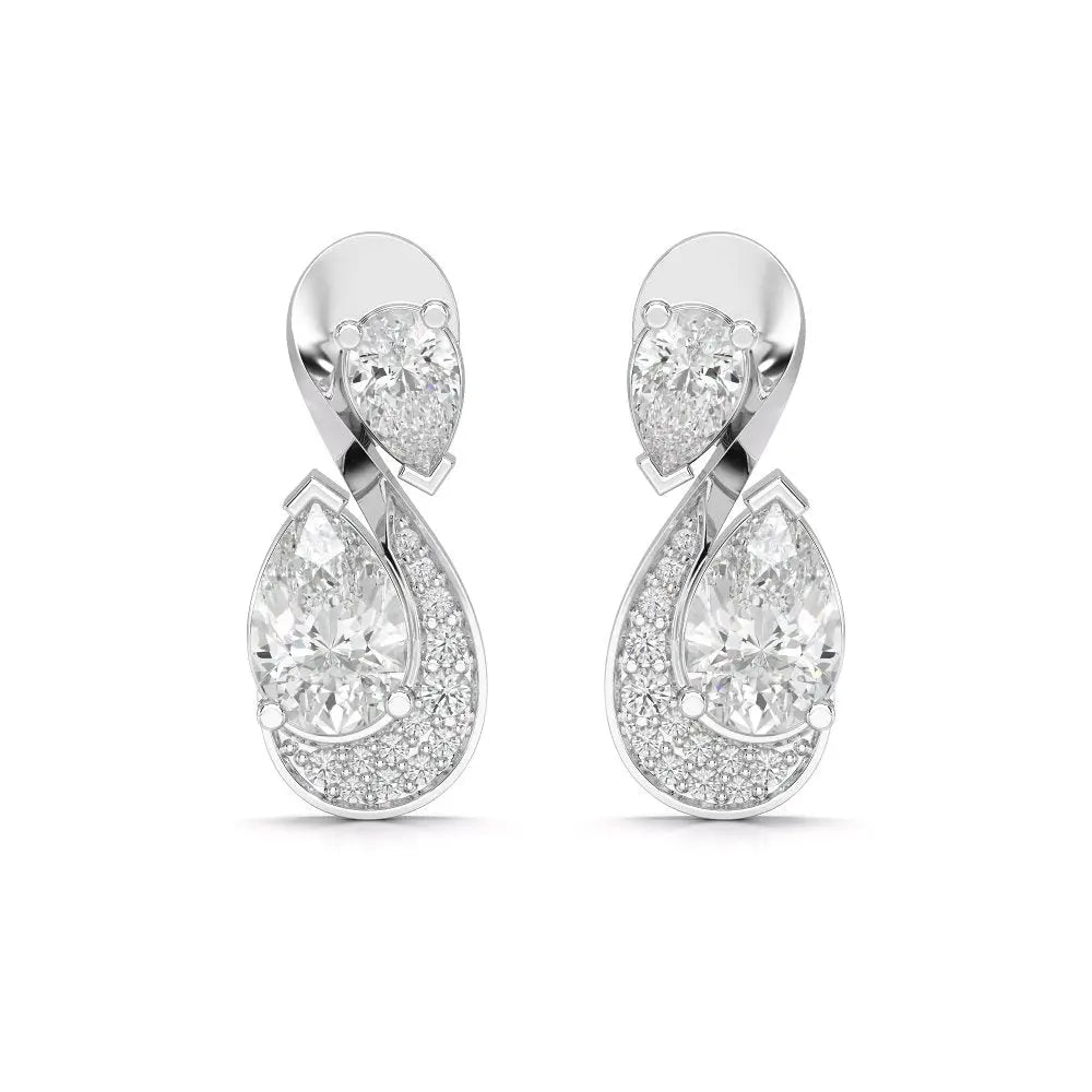 2 CT Pear and Round Cut Diamond Swirl Drop Earring Jama Jewels