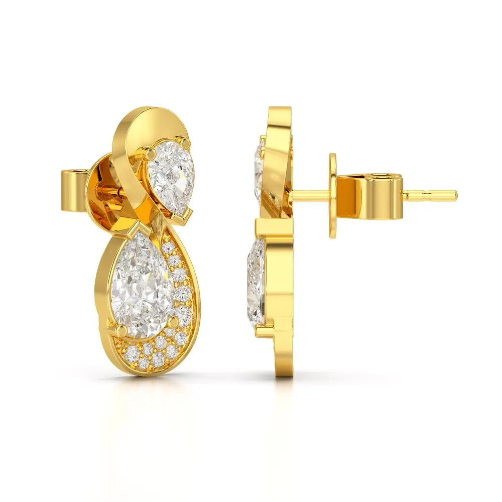 2 CT Pear and Round Cut Diamond Swirl Drop Earring Jama Jewels