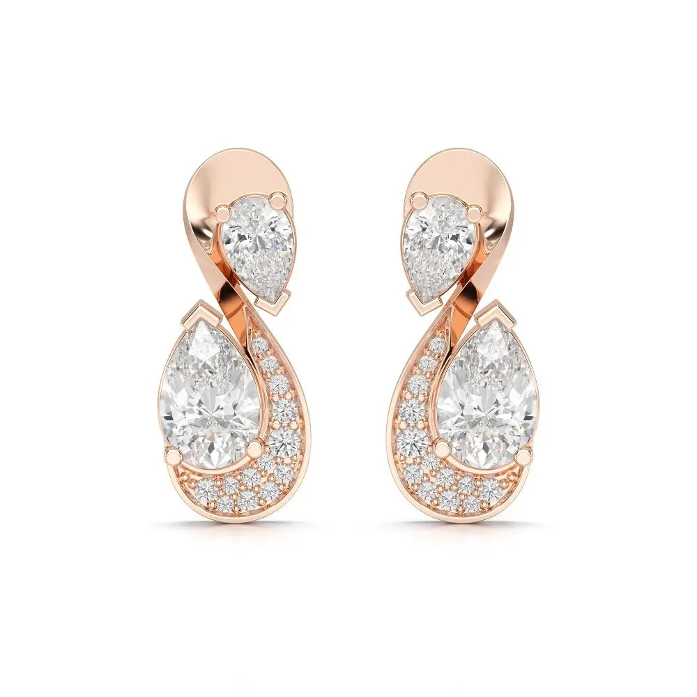 2 CT Pear and Round Cut Diamond Swirl Drop Earring Jama Jewels