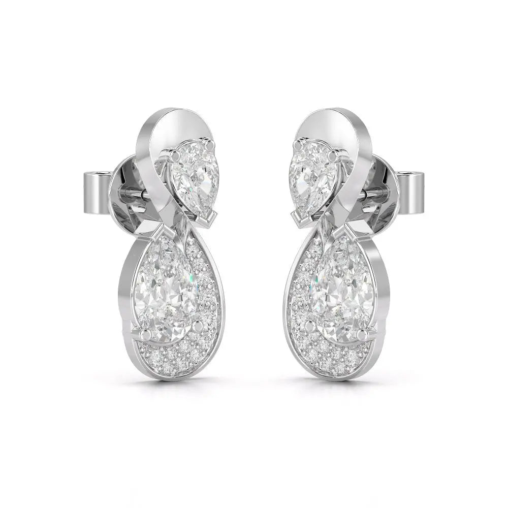 2 CT Pear and Round Cut Diamond Swirl Drop Earring Jama Jewels