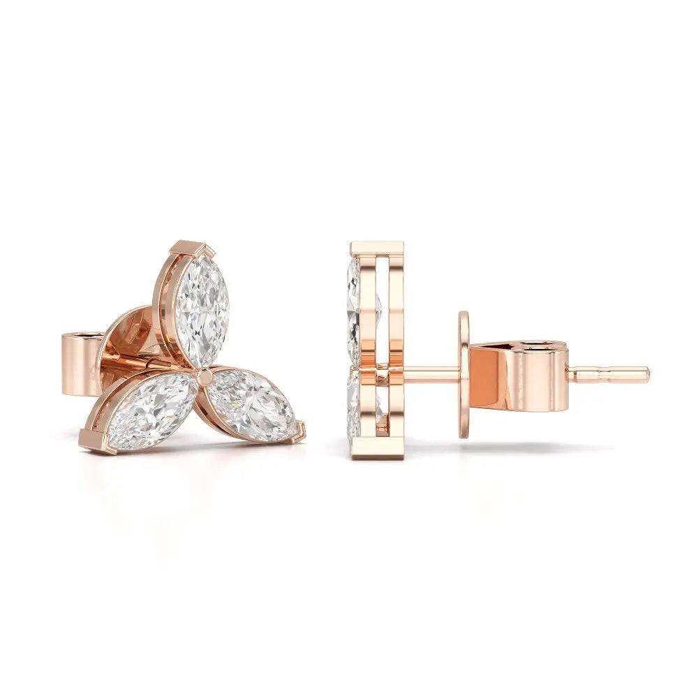 1 CT Trio Marquise Cut Diamond Stud Earrings Jama Jewels