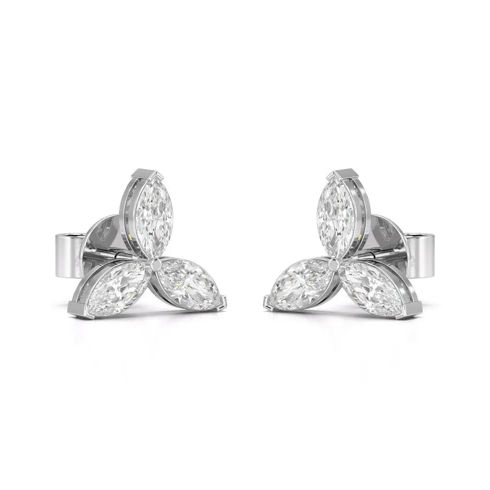 1 CT Trio Marquise Cut Diamond Stud Earrings Jama Jewels